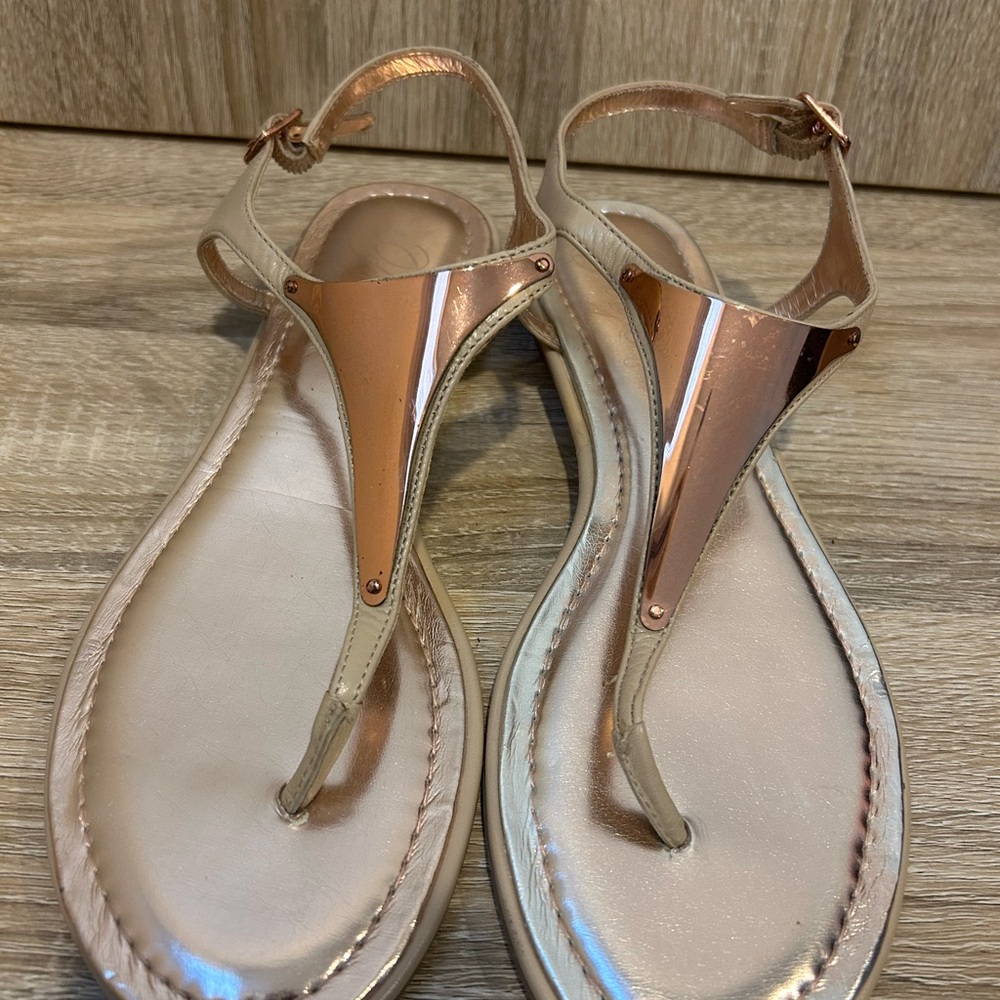 Fergie Gold Sandals Minimalist T-Strap Design